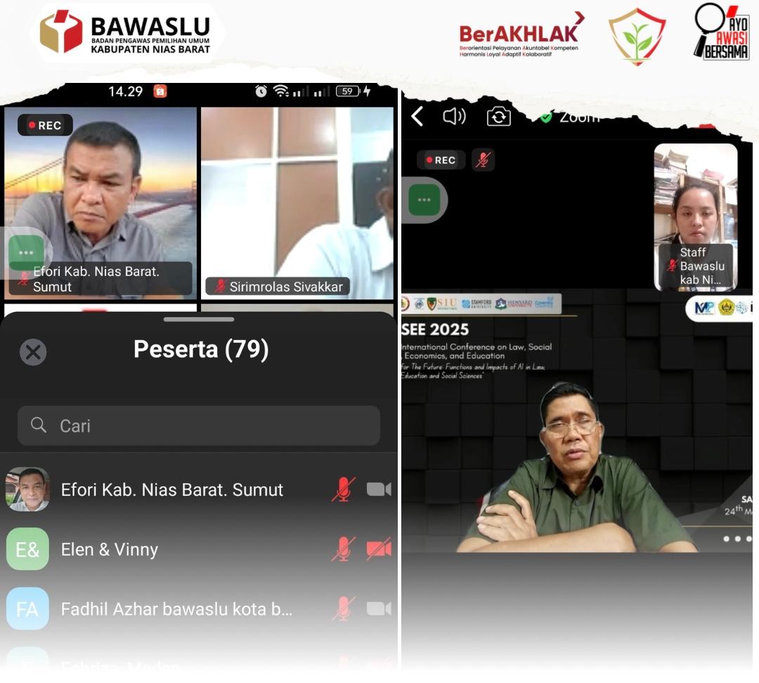 Bawaslu Kabupaten Nias Barat Hadiri Rapat Kerja Teknis Pengawasan PDPB Secara Daring