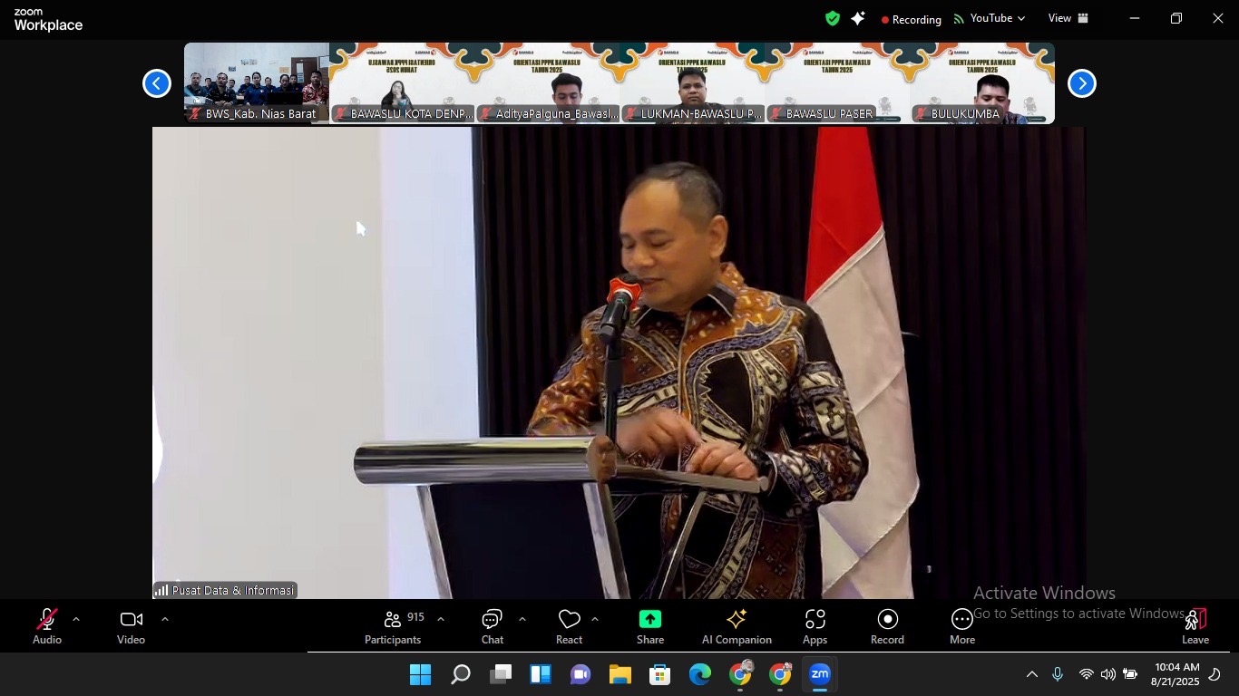 Bawaslu Kabupaten Nias Barat Hadiri Kick Off Orientasi PPPK Bawaslu 2025 Secara Daring