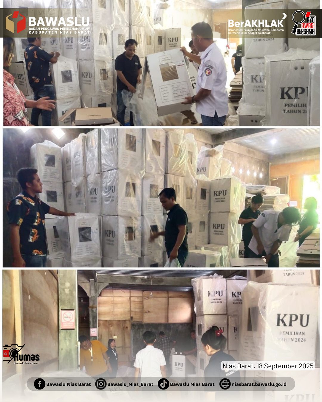 Bawaslu Kabupaten Nias Barat Awasi Proses Pelipatan Logistik Pemilu 2024