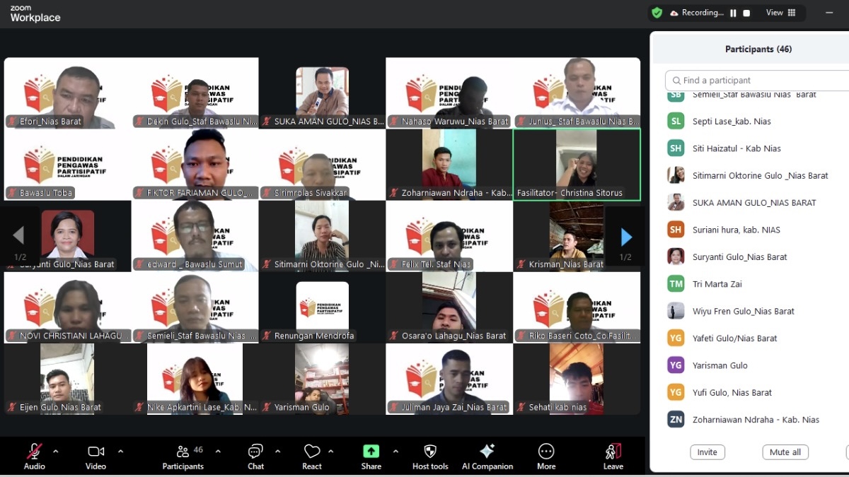 Bawaslu Kabupaten Nias Barat Ikuti Kegiatan Pendidikan Pengawas Partisipatif (P2P) Dalam Jaringan (Daring) Tahun 2025