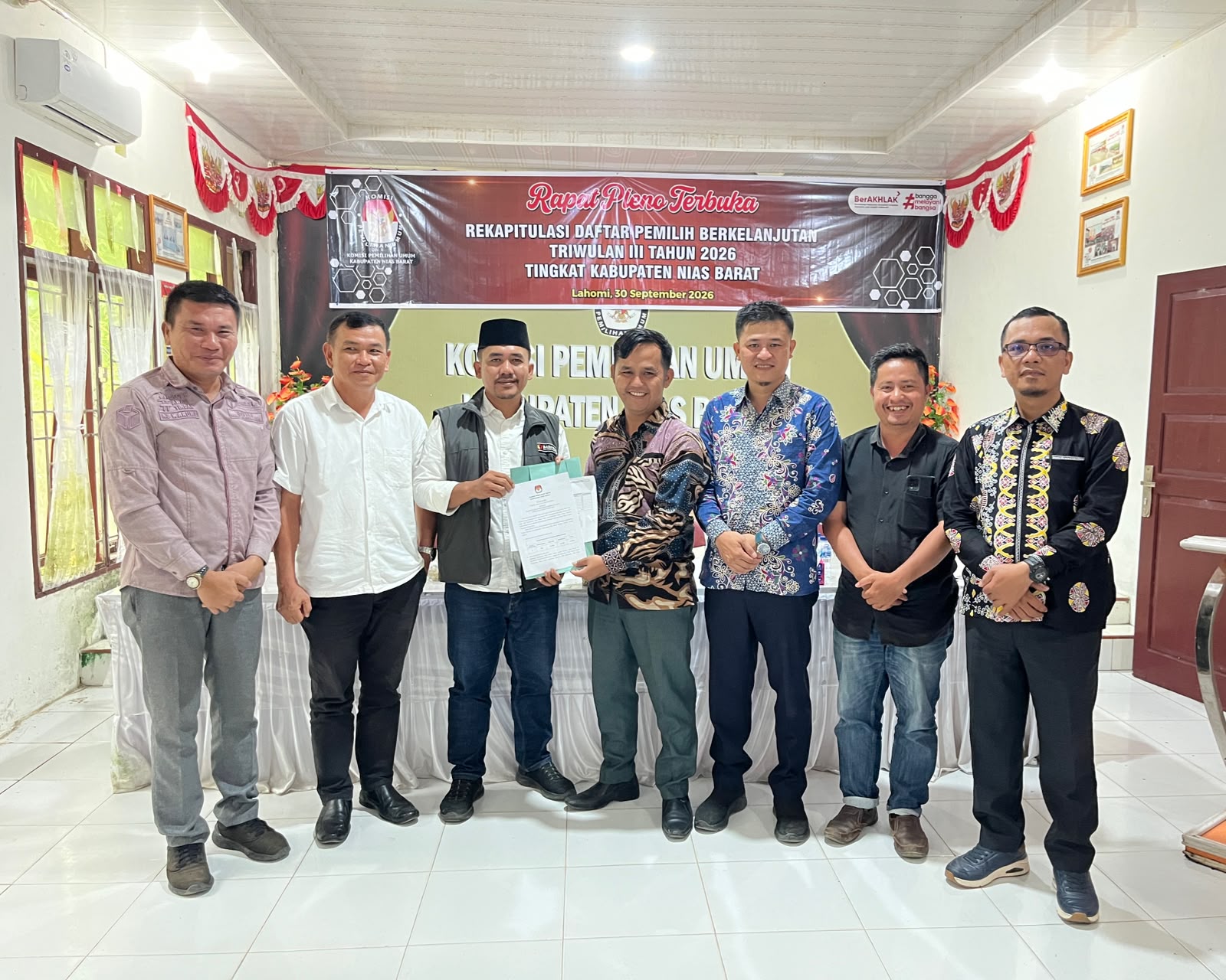 KPU Nias Barat Tetapkan Rekapitulasi PDPB Triwulan III Tahun 2026, Jumlah Pemilih 66.765 Orang